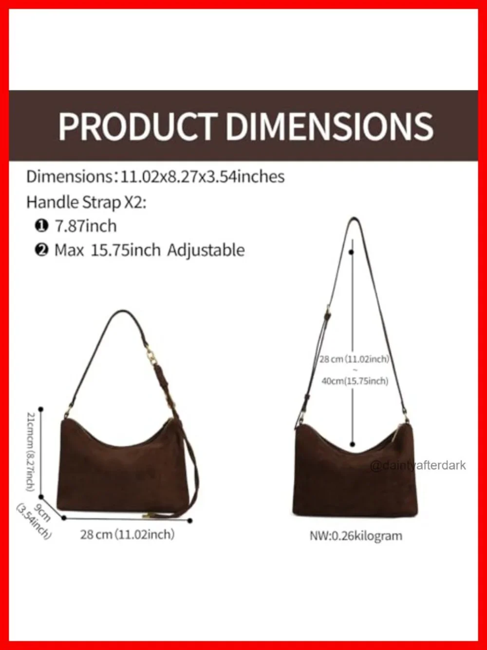 Faux Suede Hobo Bag with Crossbody Strap - Lightweight Slouchy Shoulder Purse